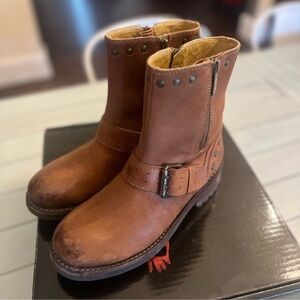BUSSOLA | brown biker style boots Sz 7.5 genuine leather